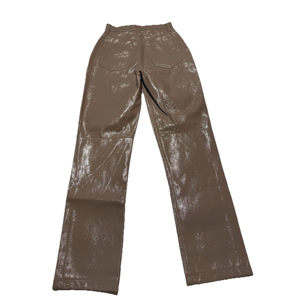 ABERCROMBIE FITCH Vegan Leather 90s Straight Ultra High Rise Pants Sz 24/00 NWT - Picture 5 of 5